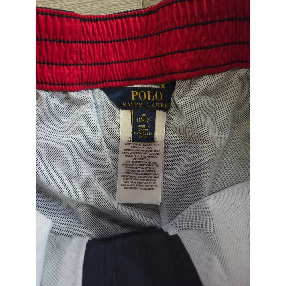 Polo Ralph Lauren Boys Navy Blue Embroidered Big Pony Swim Trunks Medium 10-12